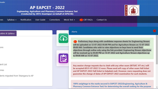 AP EAPCET - 2022 answer key tomorrow at cets.apsche.ap.gov.in