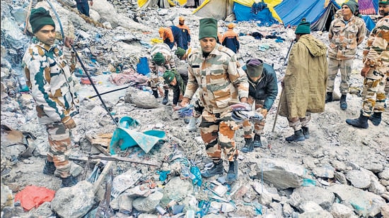 Rescuers at the flash flood site on Sunday. (ANI)