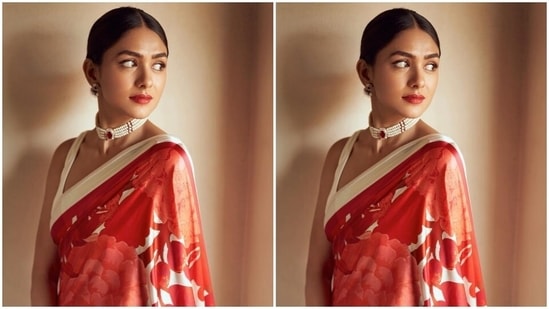 Mrunal, too, posted her pictures on the photo-sharing app with the caption, "Sita [heart emoji]." The Kshitij Jalori saree comes in a silk fabric, draping around the star's body gracefully. Mrunal wore it in the traditional style, letting the pallu fall from her shoulder.(Instagram)