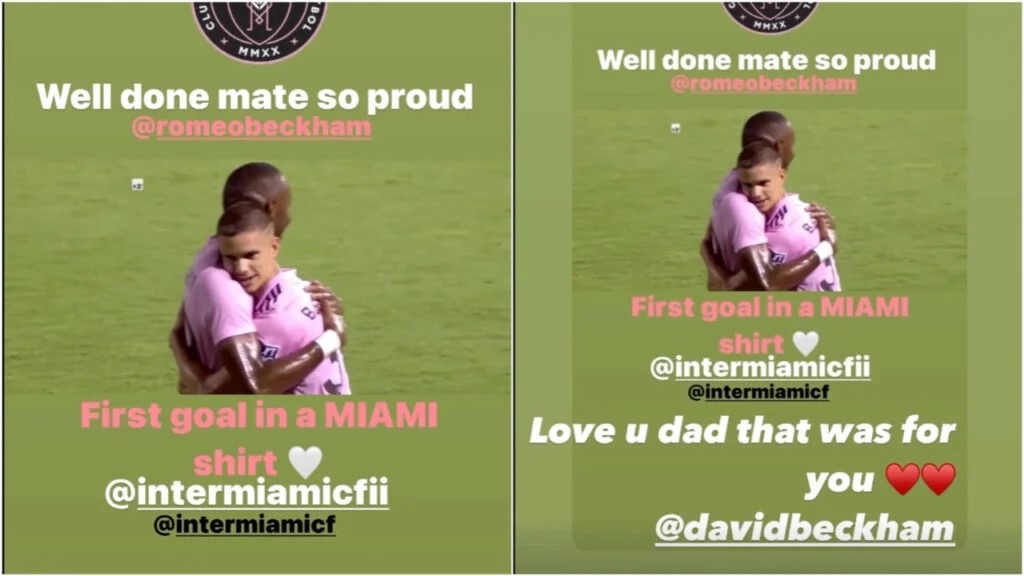 The exchange between David Beckham and his son Romeo.&nbsp;(Screengrab)