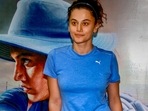 Taapsee Pannu attends the promotional event of the upcoming film Shabaash Mithu, based on the life of former cricketer Mithali Raj. (PTI Photo)(PTI) Taapsee Pannu attends the promotional event of the upcoming film Shabaash Mithu, based on the life of former cricketer Mithali Raj. (PTI Photo)(PTI)