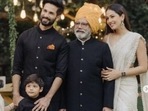Shahid Kapoor posed for pictures with his family at his sister's wedding. Shahid Kapoor posed for pictures with his family at his sister's wedding.