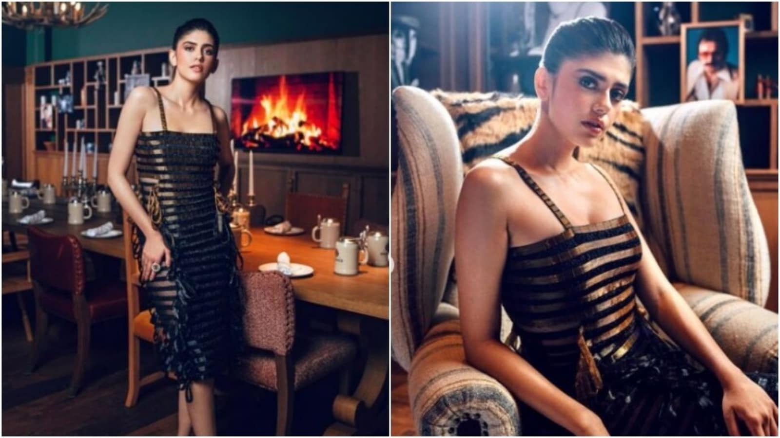 Sanjana Sanghi, in a gold and black dress, urges fans to ‘take it easy’
