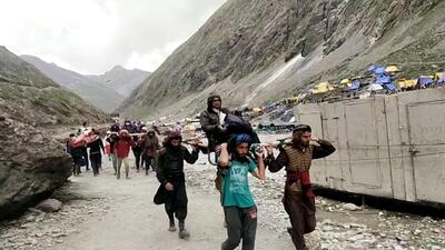 The Amarnath yatra was halted on Friday afternoon after 16 pilgrims died and dozens got injured after a cloudburst. (ANI) The Amarnath yatra was halted on Friday afternoon after 16 pilgrims died and dozens got injured after a cloudburst. (ANI)