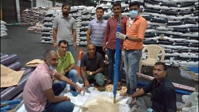 The shipment was allegedly sourced from Ajman Free Zone in the UAE and it arrived at the Mundra port on May 13. (Photo credit: Gujarat ATS) The shipment was allegedly sourced from Ajman Free Zone in the UAE and it arrived at the Mundra port on May 13. (Photo credit: Gujarat ATS)