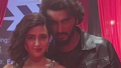 Arjun Kapoor and Tejasswi Prakash on the sets of Naagin 6.