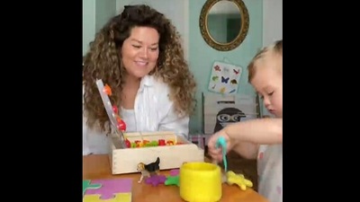 The mom looks on happily as her toddler repeats kind words to herself.&nbsp; (Instagram/@therealkatiewaldow)
