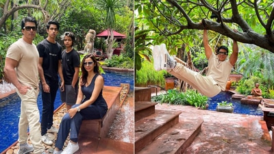 Sonu Sood with his family in Bangkok.