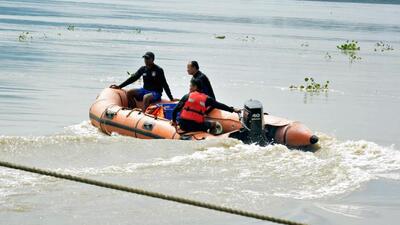 Guwahati, July 06 (ANI): Personnel of SDRF, Assam conduct a Rescue operation in the Brahmaputra river after two persons drowned in the river, in Guwahati on Wednesday. (ANI Photo) (Pitamber Newar) Guwahati, July 06 (ANI): Personnel of SDRF, Assam conduct a Rescue operation in the Brahmaputra river after two persons drowned in the river, in Guwahati on Wednesday. (ANI Photo) (Pitamber Newar)