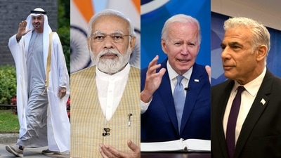 UAE President Mohammed bin Zayed Al Nahyan, Prime Minister Narendra Modi, US President Joe Biden and Israel PM Yair Lapid, UAE President Mohammed bin Zayed Al Nahyan, Prime Minister Narendra Modi, US President Joe Biden and Israel PM Yair Lapid,