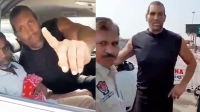India's WWE star The Great Khali's intense argument with toll booth staffs India's WWE star The Great Khali's intense argument with toll booth staffs