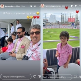 Kareena posted a photo as Taimur posed for the camera at The Oval. Kareena posted a photo as Taimur posed for the camera at The Oval.