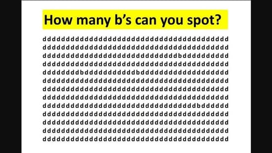 The image shows a brain teaser with “Bs” hidden among “Ds”. Can you find them all?(Playbuzz)