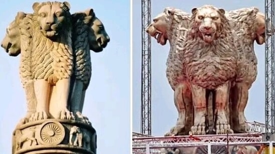 Premium Vector | Indian lion statue on white