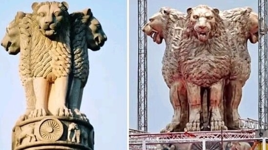 PM Modi unveiled the national emblem cast on the roof of the new Parliament building and also attended a religious ceremony at the site.