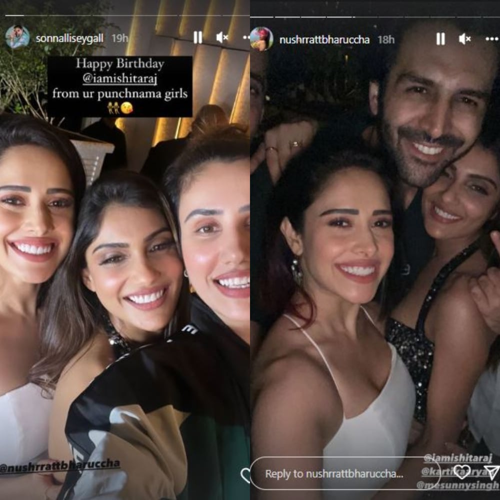 Kartik Aaryan posed with his former co-stars.