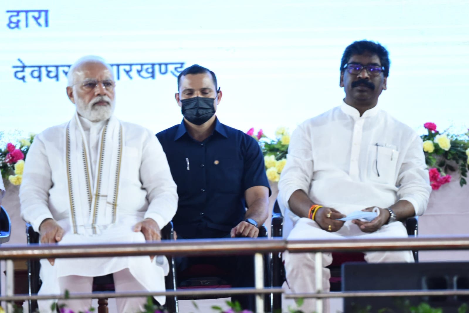 The Jharkhand chief minister wasn’t just a participant in all the PM’s functions, but also got involved in reviewing preparations for the PM’s visit. (Twitter)