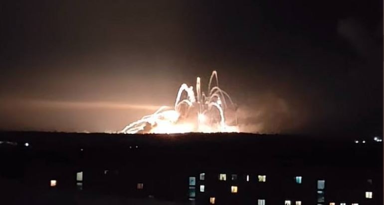 Ukrainian officials said their forces had destroyed an ammunition depot in Nova Kakhovka. (Twitter/@JayinKyiv)