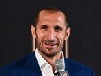 Giorgio Chiellini speaks at a press conference introducing his arrival to Major League Soccer club Los Angeles FC.(AFP) Giorgio Chiellini speaks at a press conference introducing his arrival to Major League Soccer club Los Angeles FC.(AFP)