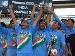 Indian players celebrate with the NatWest trophy