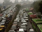 A view of heavy traffic congestion seen moving towards to Ashram flyover, in New Delhi on Tuesday, December 24, 2019.