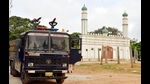 A police vehicle arrives to keep vigil at Idgah Maidan during the bandh called by Chamarajpet Citizens' Union, Chamarajpet, in Bengaluru on Tuesday. (ANI) A police vehicle arrives to keep vigil at Idgah Maidan during the bandh called by Chamarajpet Citizens' Union, Chamarajpet, in Bengaluru on Tuesday. (ANI)