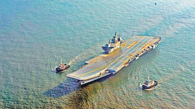 India’s first indigenous aircraft carrier Vikrant, the largest warship to be built in the country and set to be commissioned into the navy in a month. (ANI) India’s first indigenous aircraft carrier Vikrant, the largest warship to be built in the country and set to be commissioned into the navy in a month. (ANI)