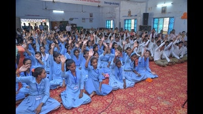Students during the inauguration of the interactive virtual smart classroom project by IIT-K (HT)