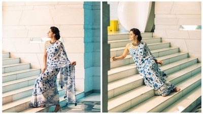 Taapsee Pannu has always managed to garner praise for all the right reasons. She has a huge fan following for not just her acting skills but also her bold and fearless personality. When it comes to fashion, Taapsee loves keeping it minimal yet very stylish. Recently, the Pink actor took to her Instagram handle to treat her Instagram family of more than 19 million with gorgeous stills of herself in a white and blue printed floral saree. (Instagram/@taapsee) Taapsee Pannu has always managed to garner praise for all the right reasons. She has a huge fan following for not just her acting skills but also her bold and fearless personality. When it comes to fashion, Taapsee loves keeping it minimal yet very stylish. Recently, the Pink actor took to her Instagram handle to treat her Instagram family of more than 19 million with gorgeous stills of herself in a white and blue printed floral saree. (Instagram/@taapsee)