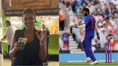 Sanjana Ganesan; Jasprit Bumrah (Twitter/AP) Sanjana Ganesan; Jasprit Bumrah (Twitter/AP)