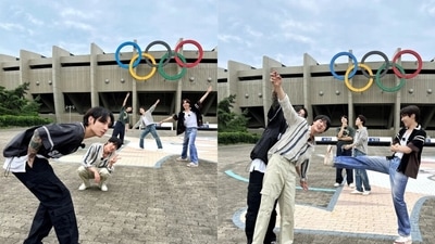 BTS' Jin shared pictures of RM, J-Hope, Jimin, Jungkook photobombing him.