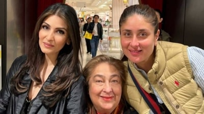 In London, Kareena Kapoor also met her aunt Rima Jain (Kareena's father Randhir Kapoor's sister) and cousin Riddhima Kapoor Sahni (Rishi Kapoor and Neetu Kapoor's elder daughter). Riddhima shared this picture on her Instagram Stories. In London, Kareena Kapoor also met her aunt Rima Jain (Kareena's father Randhir Kapoor's sister) and cousin Riddhima Kapoor Sahni (Rishi Kapoor and Neetu Kapoor's elder daughter). Riddhima shared this picture on her Instagram Stories.