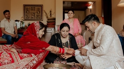 Payal Rohatgi and Sangram Singh during a ceremony. Payal Rohatgi and Sangram Singh during a ceremony. 