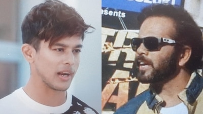 Pratik Sehajpal and Rohit Shetty on Khatron Ke Khiladi.&nbsp;