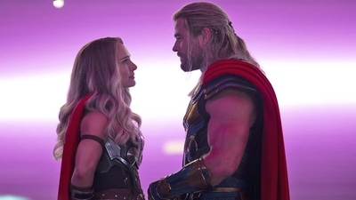 Natalie Portman shared a kiss with Chris Hemsworth in Thor: Love and Thunder. Natalie Portman shared a kiss with Chris Hemsworth in Thor: Love and Thunder.