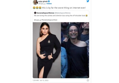 Sujoy Ghosh shared a hilarious reaction to collage of him and Kareena Kapoor's similar black looks. Sujoy Ghosh shared a hilarious reaction to collage of him and Kareena Kapoor's similar black looks.