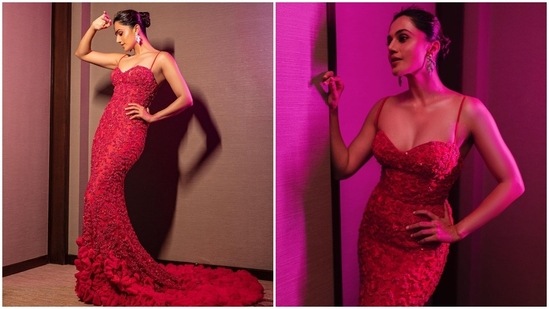 Taapsee Pannu earlier attended the star-studded Hello Hall of Fame awards 2022 in a dreamy red gown by Zara Umrigar.(Instagram/@taapsee)