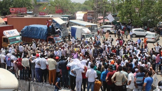 A file photo of Protest in Haryana against the Centre’s Agnipath scheme.