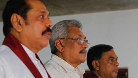 (Left to right) Rajapaksa brothers Mahinda (former PM), President Gotabaya and former finance minister Basil. (File Photo/AP)