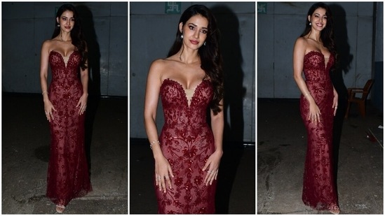 Disha Patani looks stunning in a strapless gown.&nbsp;(HT Photo/Varinder Chawla)