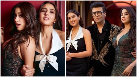 Janhvi Kapoor and Sara Ali Khan spill some 'koffee beans' and sassy glamour in new Koffee With Karan photoshoot(Instagram)