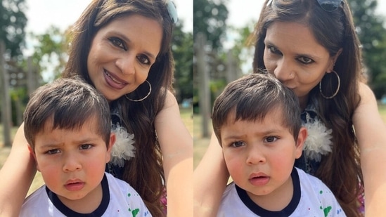 Saba Ali Khan with Saif Ali Khan and Kareena Kapoor's son Jehangir Ali Khan.