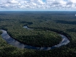 A drone view of the Manicore river, deep inside the Amazonia rainforest, Amazonas state, Brazil.(AFP)