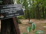 A symbolic grave in the Bialucki Forest near Ilowo the site where the mass grave of about 8,000 Geman Nazi victims from the nearby Soldau concentration camp in Dzialdowo was unearthed at the beginning of July 2022.&nbsp;(AFP)