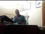 Umesh Shukla, ADM of Madhya Pradesh's Shivpuri district, seen in the video making the controversial statements on right to vote and democracy. (Sourced by HT) Umesh Shukla, ADM of Madhya Pradesh's Shivpuri district, seen in the video making the controversial statements on right to vote and democracy. (Sourced by HT)