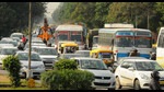 Around 46% of the transit traffic arrives in Chandigarh daily to either reach a destination in the city or pass through it to reach other locations in the wider tricity area. (HT Photo) Around 46% of the transit traffic arrives in Chandigarh daily to either reach a destination in the city or pass through it to reach other locations in the wider tricity area. (HT Photo)