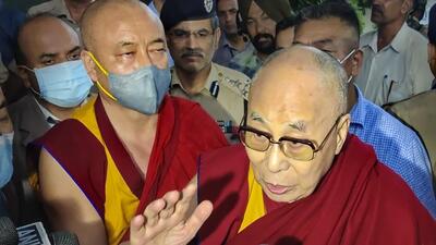 Tibetan spiritual leader the Dalai Lama speaks to the media in Jammu on Thursday. (PTI Photo) Tibetan spiritual leader the Dalai Lama speaks to the media in Jammu on Thursday. (PTI Photo)