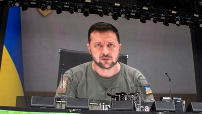 Ukrainian President Volodymyr Zelenskyy speaks via video at an address. (AP file image) Ukrainian President Volodymyr Zelenskyy speaks via video at an address. (AP file image)