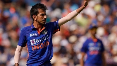 India's Yuzvendra Chahal reacts (Action Images via Reuters)
