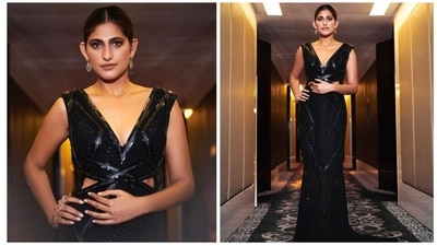 Kubbra Sait's bold roles have made her stand out in more ways than one. She has also garnered a lot of praise for her wardrobe choices which has an amalgamation of all things comfy and glamorous. In her recent photoshoot, the Sacred Games actor donned a dazzling black gown with a floor-sweeping trail. (Instagram/@who_wore_what_when) Kubbra Sait's bold roles have made her stand out in more ways than one. She has also garnered a lot of praise for her wardrobe choices which has an amalgamation of all things comfy and glamorous. In her recent photoshoot, the Sacred Games actor donned a dazzling black gown with a floor-sweeping trail. (Instagram/@who_wore_what_when)